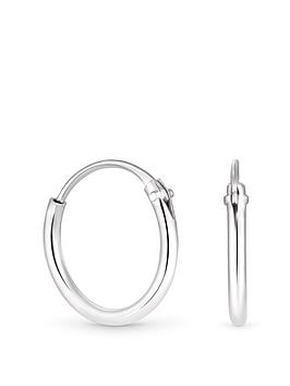 Simply Silver Sterling Silver 925 Polished Mini Sleeper Hoop Earrings, One Colour, Women