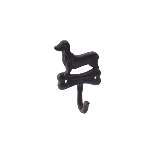 Rustic Brown Cast Iron Dachshund Sausage Dog Style Coat Leads Home Single Hook