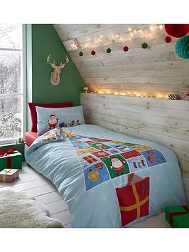 Catherine Lansfield Countdown To Christmas Easy Care Duvet Cover Set - Light Blue