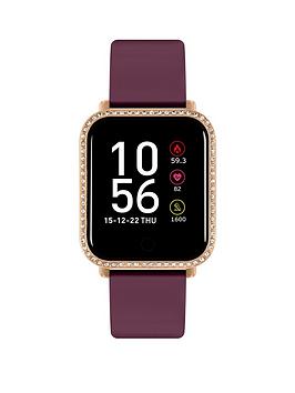 Reflex Active Series 6 Smart Watch With Colour Touch Screen & Stone Set Case with Up To 7 Day Battery Life, Burgundy, Women