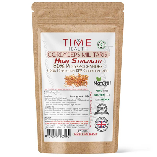 (120 Capsules) Cordyceps militaris High Strength 50% Polysaccharides / 10% Cordycepic acid / 0.5% Cordycepin
