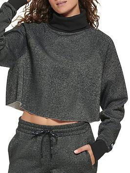 DKNY SPORT SPORT Sparkle Turtle Neck Fleece Top - Black, Black, Size Xxs, Women