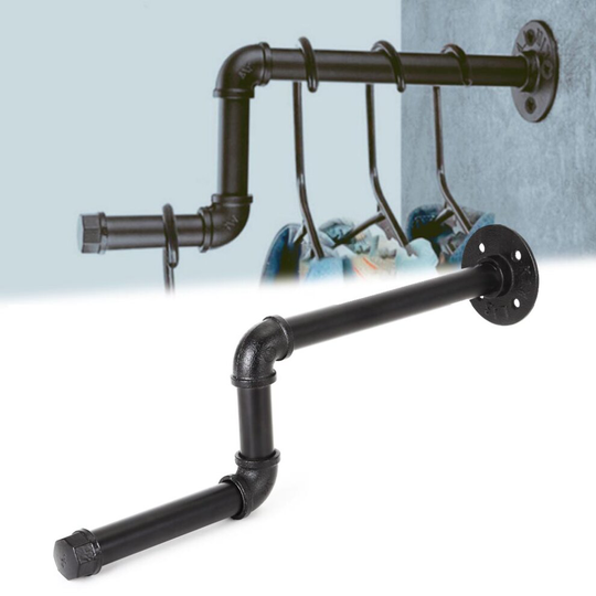 Wall-Mounted Clothes Rack Industrial Rail Iron Pipe Laundry Shelf