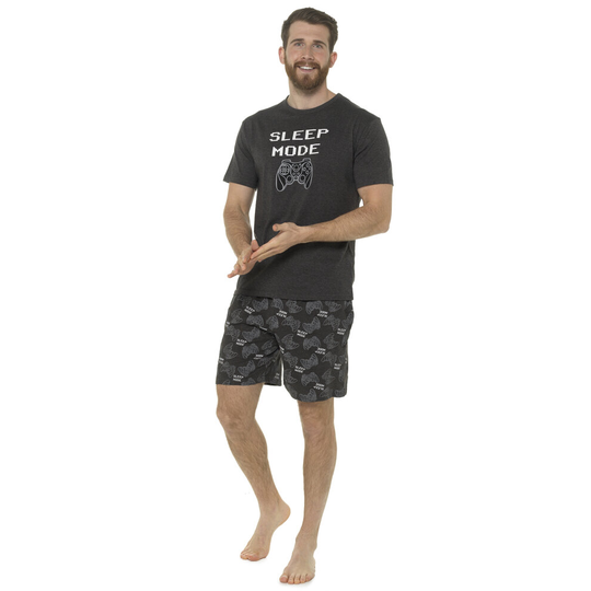 (2XL) Mens 'Sleep Mode' Video Gaming Design Shorts Pyjama Set