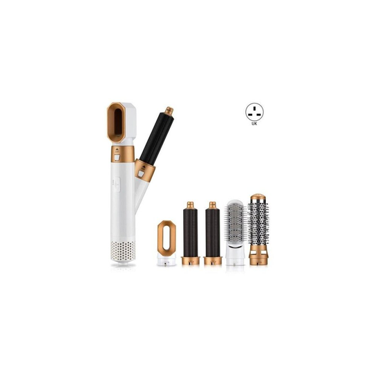 (White) 5 In 1 Electric Hair Dryer Curler Set Hot Air Brush