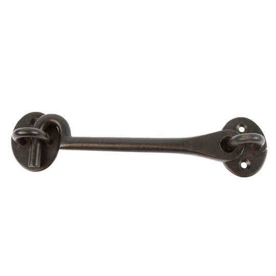 Black 165mm Rustic Cabin Hook and Eye - Cast Iron Antique Barn Door Gate Latch Lock - by Hammer & Tongs