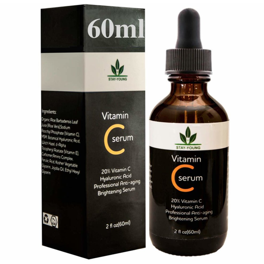 VITAMIN C SERUM FOR FACE, 60ML DOUBLE SIZE! 20% Vitamin C & Hyaluronic Acid, Acne Treatment Anti Wrinkle, Anti Ageing Brightening Serum, Hydrating...