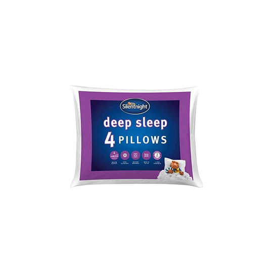 Silentnight Deep Sleep Pillow Pack of 4 - Soft Hotel Bed Pillows 4 Pack - Machine Washable Hollowfibre Sleep Easy Pillows