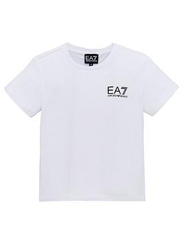 Ea7 Emporio Armani Emporio Armani Boys Short Sleeve Logo T-Shirt - White