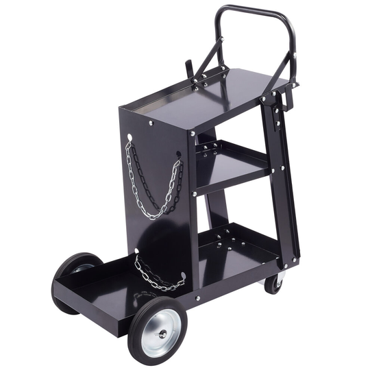 Crenex 3-Tier Welding Cart Black Trolley 80kg Cap Welder Storage