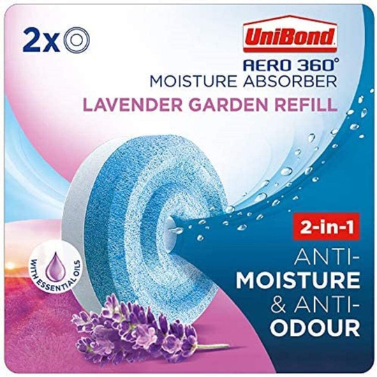 UniBond AERO 360° Moisture Absorber Lavender Garden Refill Tab, aromatherapy, ultra-absorbent and odour-neutralising, for AERO 360°