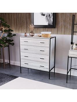 Vida Designs Brooklyn 4 Drawer Chest - Grey Oak