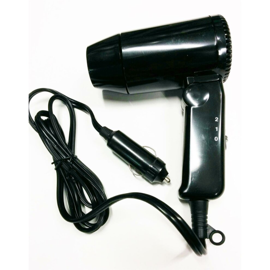 Small 12V Black Compact Travelling Festival & Camping Portable In Car Hair Dryer