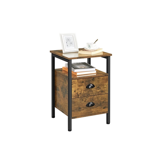 (Rustic Brown) Yaheetech Narrow Side Table Wooden End Table