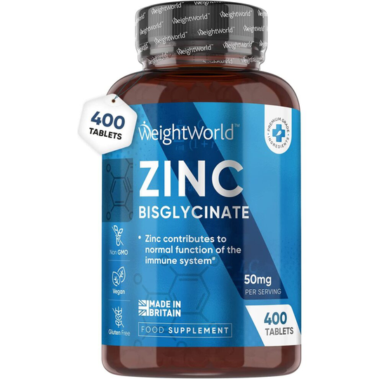 Zinc Bisglycinate 50mg 400 Vegan Tablets (200 Days, 6+ Months Supply)