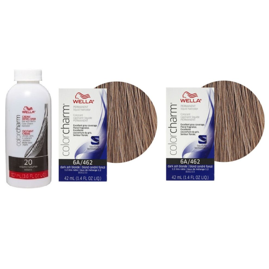 (6A+6A+Developer (Vol. 20) 3.6oz) Wella Color Charm Permanent Liquid Color | Wella Permanent Hair Dye