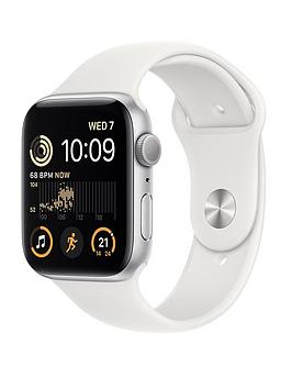 Apple Watch Se (Gps, 2022), 44Mm Silver Aluminium Case With White Sport Band