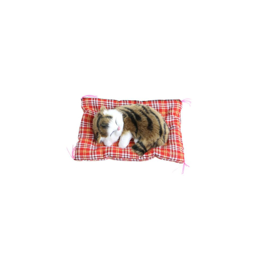 (5#) Plush Stuffed Toy Cute Sleeping Cat Press Simulation Sound Animal Kids Doll Gift