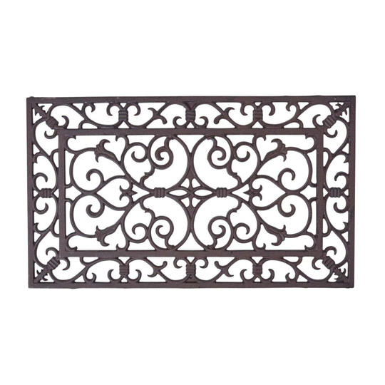 Homescapes Cast Iron Door Mat Brown Rectangular Parisian Design