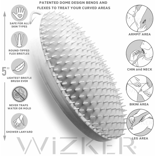 WIZKER Brush: the Original Bump-Away Brush Eliminates Razor Bumps & Ingrown Hairs, FirmFlex Exfoliating Bristles
