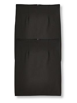 V by Very Girls 2 Pack Woven Pencil School Skirt - Black, Black, Size Age: 12-13 Years, Women