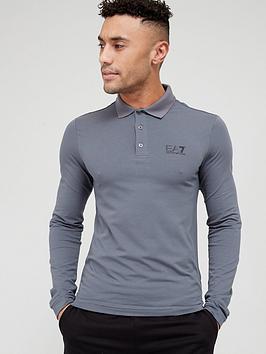 EA7 Emporio Armani Core ID Long Sleeve Polo Shirt - Iron Gate Grey, Iron Gate Grey, Size Xs, Men