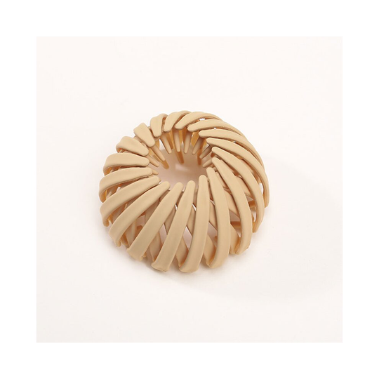 (Beige) 2Pcs Bird's Nest Hair Holder Pin Lazy Hairpin Plate Hair Iron Matte Ponytail Headwear