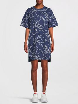 Love Moschino All Over Rope Logo T-Shirt Dress - Navy