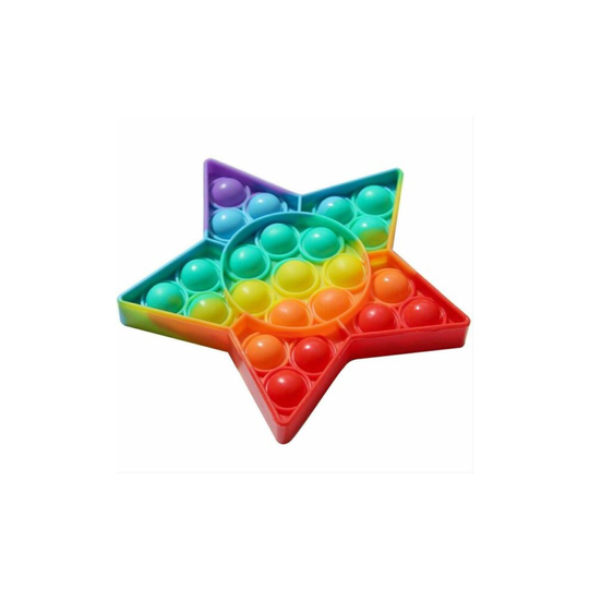 Rainbow Star Fidget Toys | Push & Pop Bubble Special Needs Stress Reliever Silicone - Popular Relaxing Game (Star)