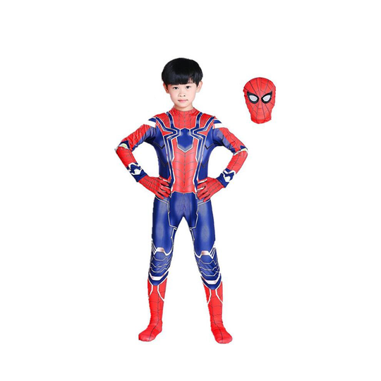 (Jumpsuit+Headcover, Kids XS) Avengers Endgame Iron Spiderman PeterParker Cosplay Costume Halloween Jumpsuit