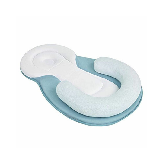 (Blue) Infant Newborn Baby Anti Roll Pillow Cushion Prevent Flat Head Sleep Support