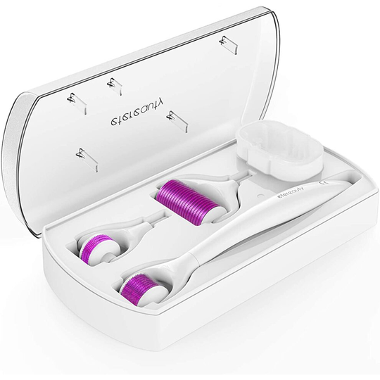 (1 Purple) Derma Roller 3 in 1, 0.5mm Microneedle for Skin Care, 1.0/1.5mm Needle Rollers