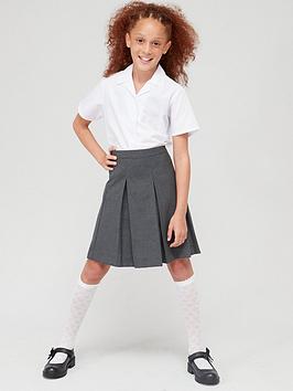 V By Very Girls 2 Pack Classic Pleated School Skirts Plus Size - Grey