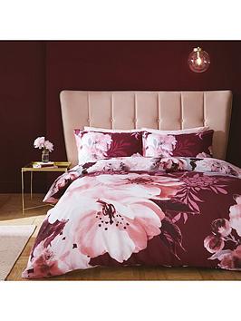 Catherine Lansfield Dramatic Floral Duvet Cover Set - Claret