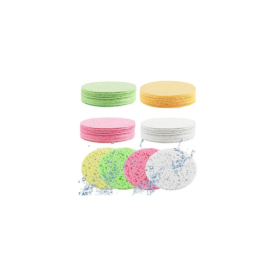 60 Count Compressed Facial Sponges, 4 Colour Facial Sponges Cleansing Wash Face Sponge(2.5 Inch)