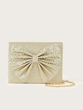 Monsoon Girls Glitter Bow Bag - Gold