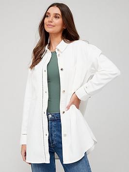 Tommy Hilfiger Cotton Blend Coastal Relaxed Shacket - Cream