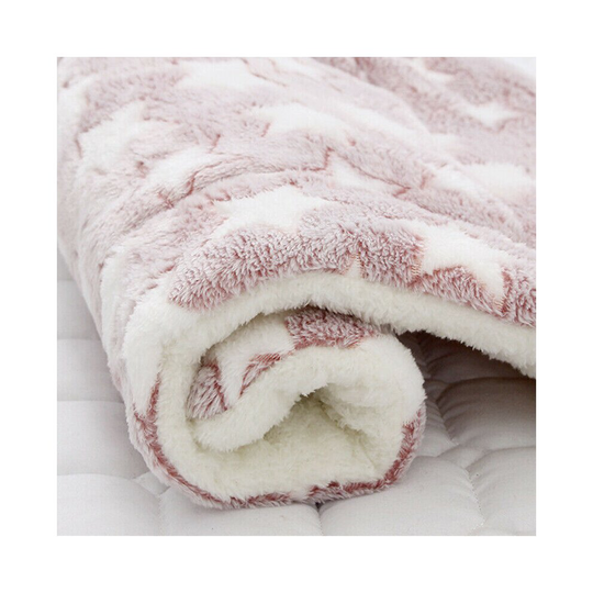 (Pink Star, 61*41cm) Puppy Pet Blanket Cat Dog Bed Mattress Soft Kennel Fleece Calming Sleeping Mats