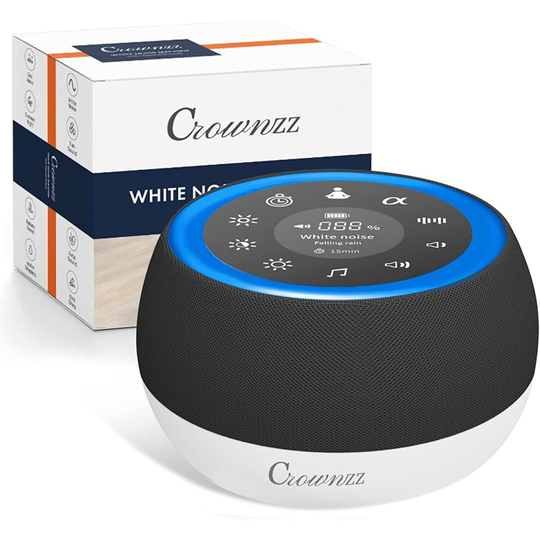 Crownzz White Noise Machine Warm Night Light, Portable Rechargeable Touch Display, Sleep Sound for Baby & Adult Soothing, Relaxation & Tinnitus Relief
