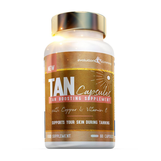 Tan Capsules Tan Boosting Supplement with PABA, Copper and Vitamin E - 60 Capsules - Tanning Support - Evolution Slimming