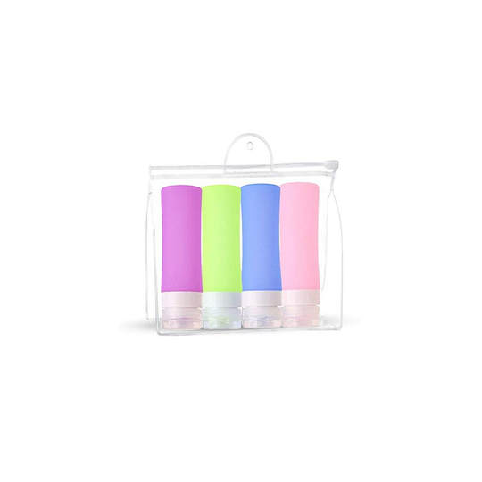 JasCherry 4 pcs Leakproof Silicone Travel Bottles Set - TSA Carry On Approved, BPA Free - Squeezable and Portable Storage Bottle for Shampoo, Sunblock