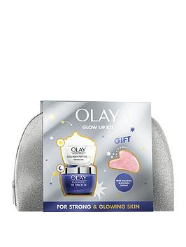 Olay Collagen Peptide 24 50Ml + Retinol 24 50Ml, Gua Sha Face Stone Gift Set