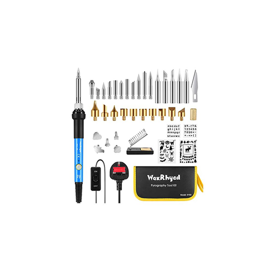 Pyrography Pen Kit 40Pcs, Wood Burning and Soldering Iron Kit 60W with Adjustable Tempe and ON/Off Switch, 33 Wood Burning Attachments for Solder