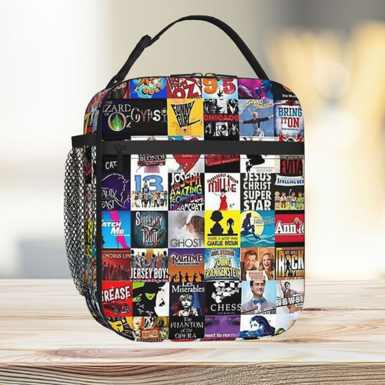Lunch Bag Musicals Collage Leggings Tote Insulated Cooler Kids School Travel