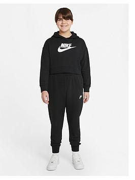 Nike Girls NSW Club Fleece Pants - Black/White, Black/White, Size M=10-12 Years