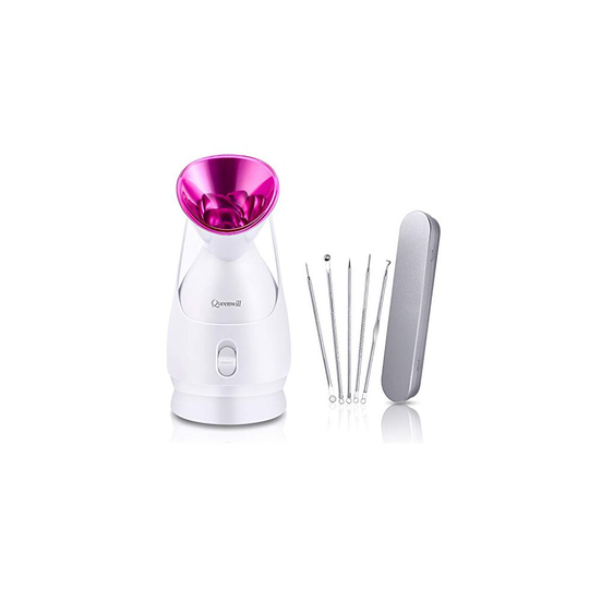 Facial Steamer, Nano Ionic Facial Steamer, Skin Warm Mist Moisturizing Face Steamer for Woman Facial Home Sauna Spa, with Free 5 Pieces Blackhead Extr
