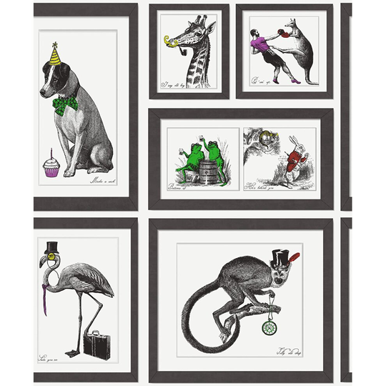 Holden Decor Animals Mad Dogs Collage Frame Print Quirky Wallpaper - Multi 97921