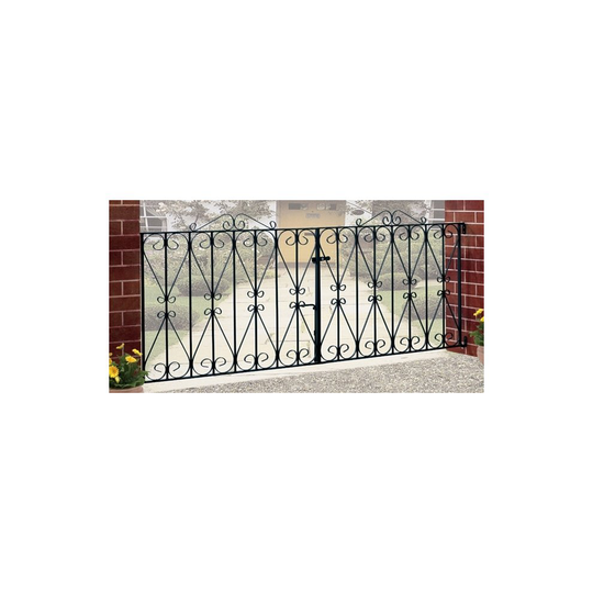 (3048mm (10ft) GAP X 914mm High Galvanised) Regent Scroll Driveway Garden Gates metal iron
