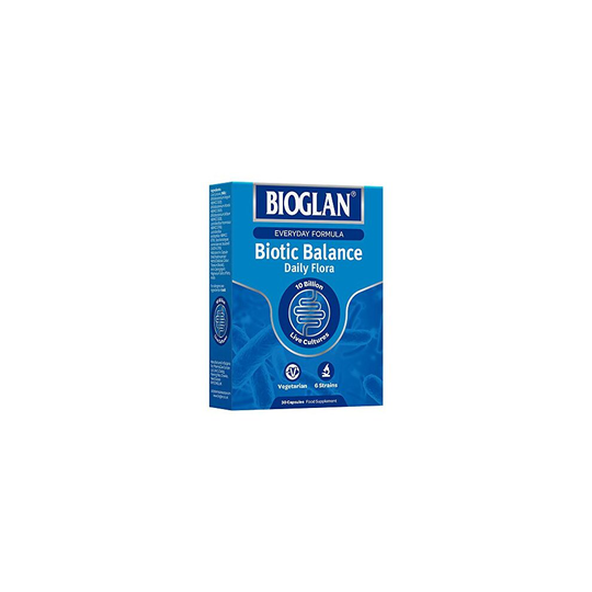 Bioglan Biotic Balance Daily Flora CFU 10 Billion Live Cultures 6 Live Strains - 30 Capsules