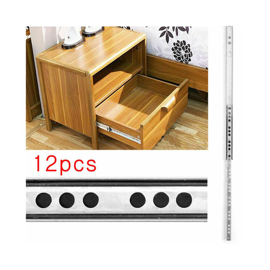 12pc Metal Ball Bearing Draw Depth For 17mm Drawer Runner Pr 310mm 6 Pairs UK